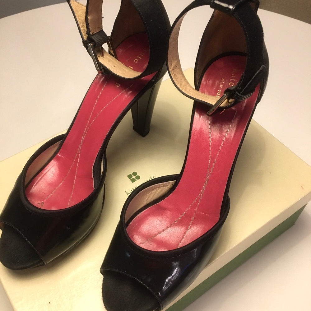 Kate Spade black patent leather platform heels